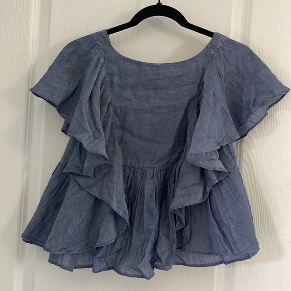 Zara Chambray Ruffled Top - Picture 3 of 3